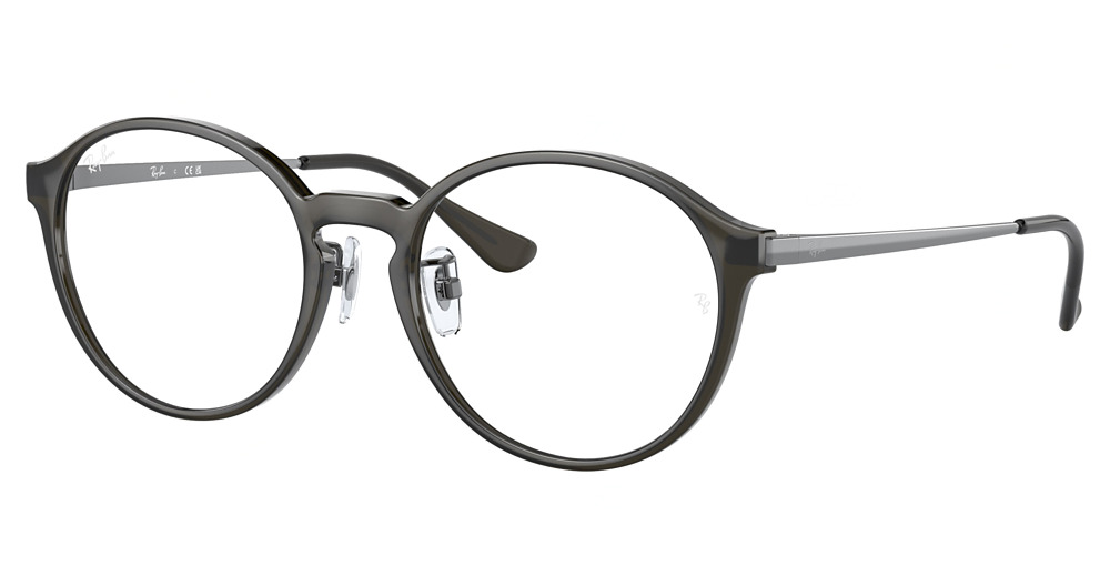 Ray-Ban RX7178D round eyeglasses in Transparent Dark Green