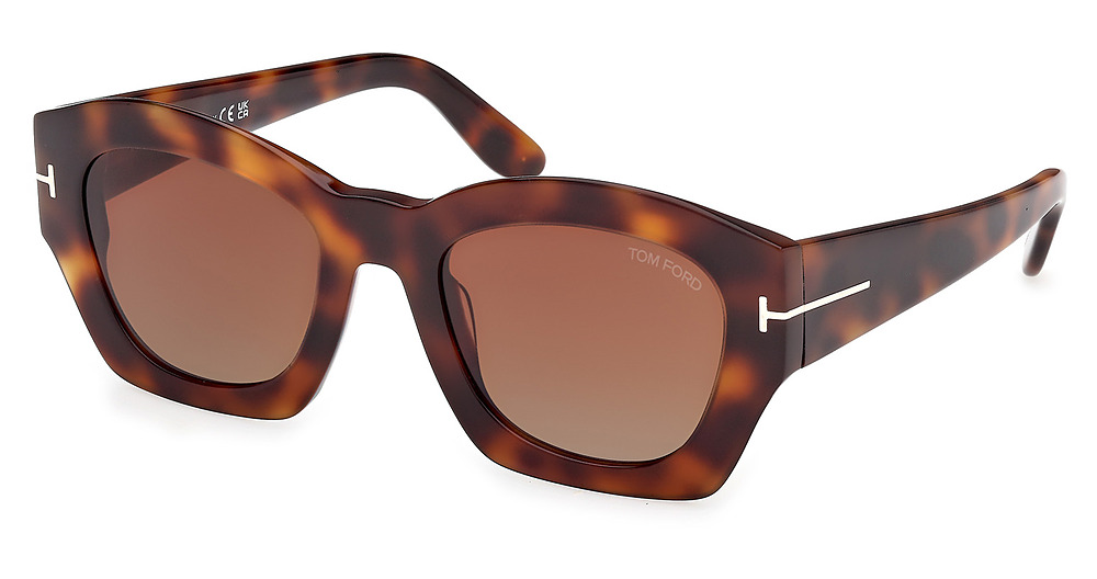 Tom Ford FT1083 irregular sunglasses in Blonde Havana/Gradient Brown