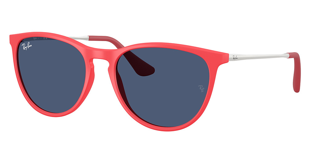 Ray-Ban RJ9060S JUNIOR ERIKA round sunglasses in Rubber Coral/Dark Blue