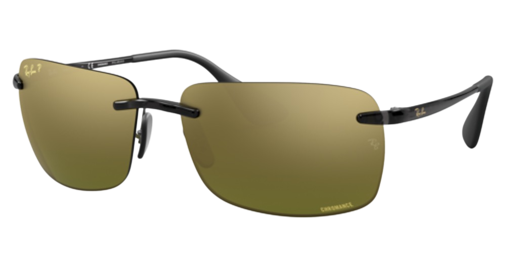 Ray-Ban RB4255 rectangle sunglasses in Grey/Green Mirror Gold Gradient