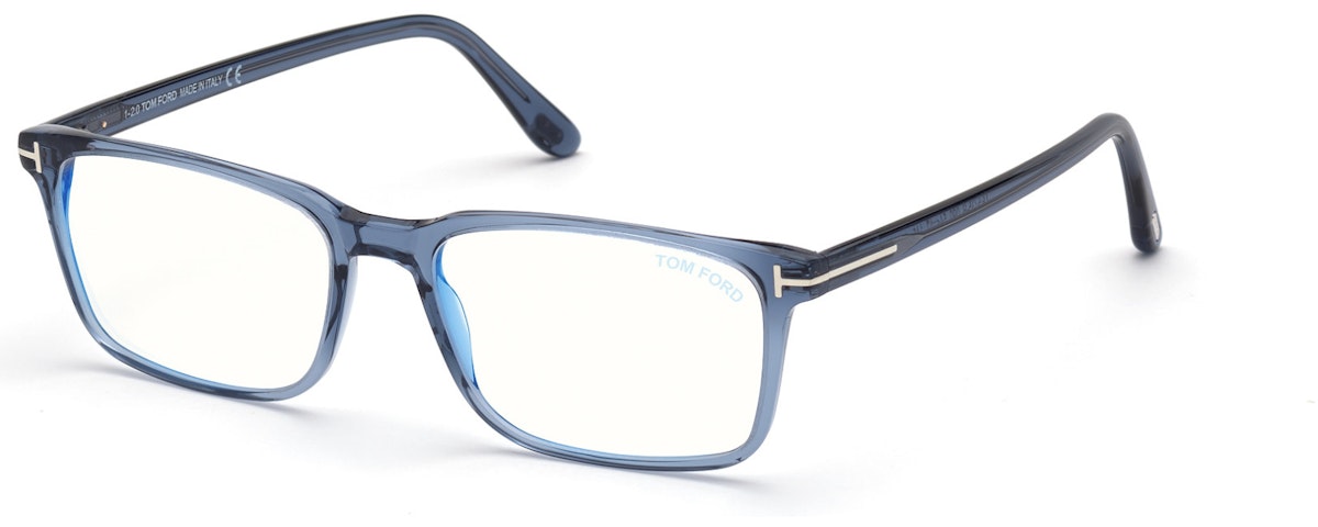 090 - Shiny Transparent Blue, Shiny Palladium "t" Logo / Blue Block Lenses