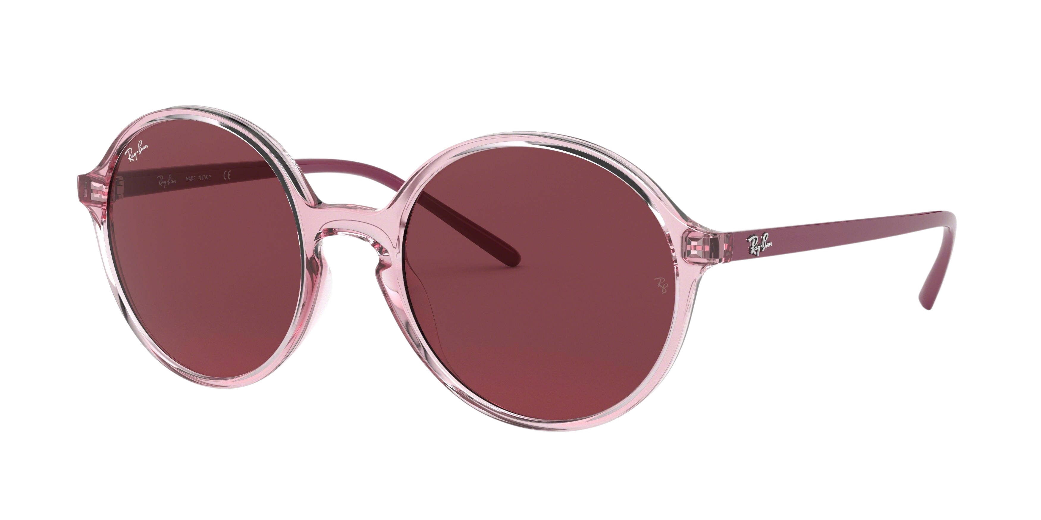 Ray-Ban RB4304 round sunglasses in Transparent Pink