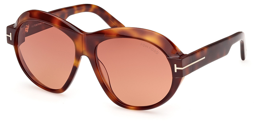 Tom Ford FT1113 round sunglasses in Blonde Havana/Gradient Bordeaux