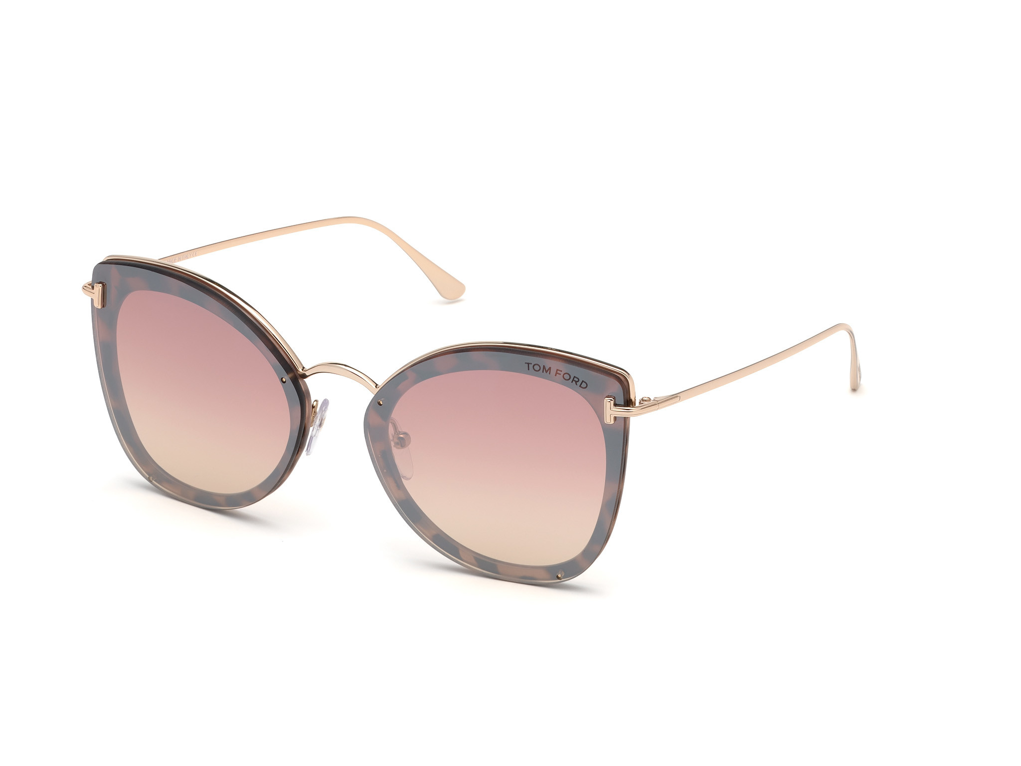 Tom Ford FT0657 Charlotte cateye sunglasses in Vintage Pink Havana, Shiny Rose