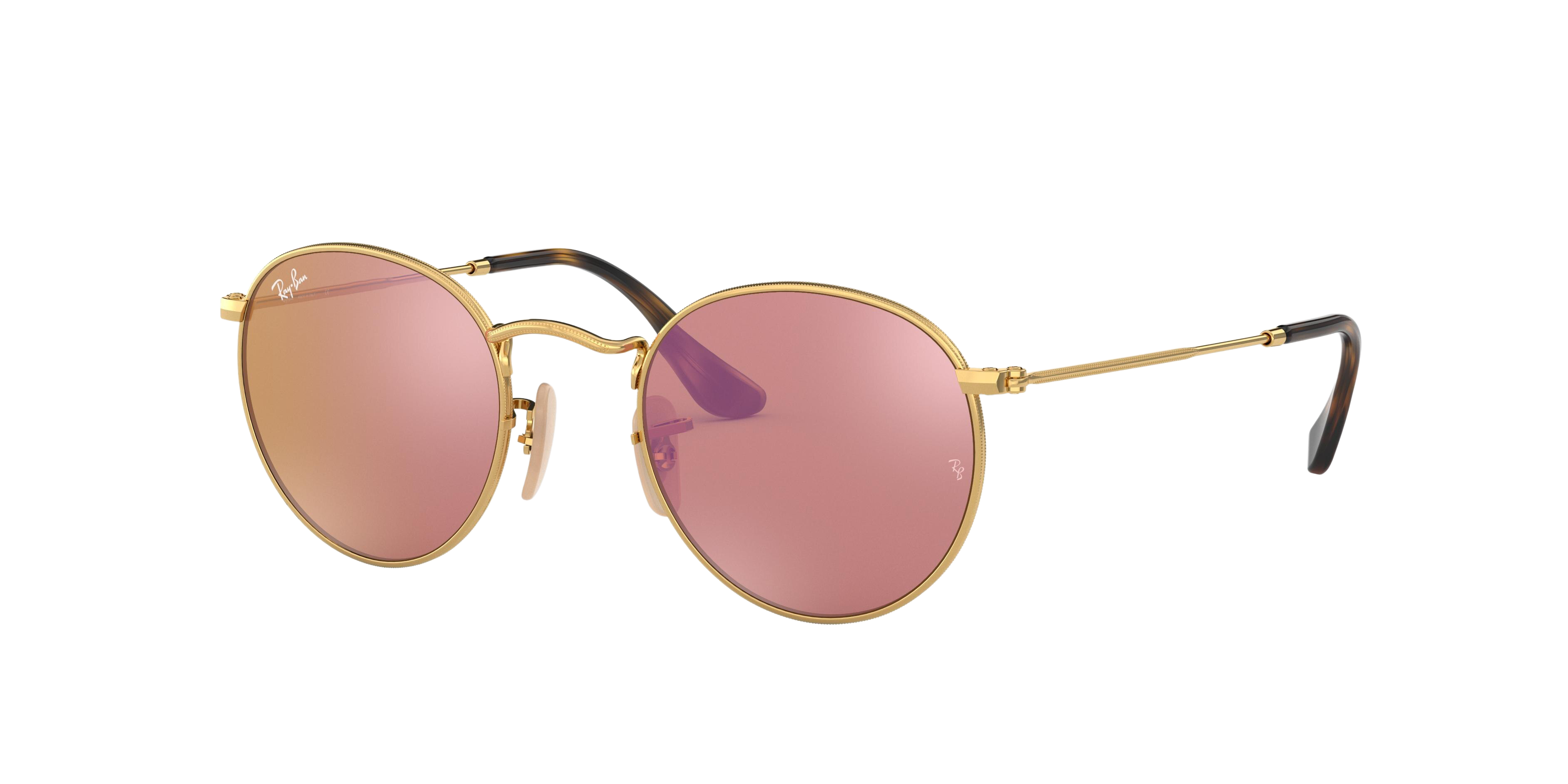 Ray-Ban RB3447N round sunglasses in Shiny Gold