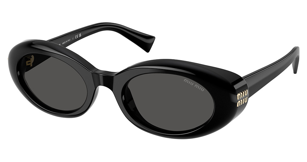Miu Miu MU B09SF round sunglasses in Black/Dark Grey