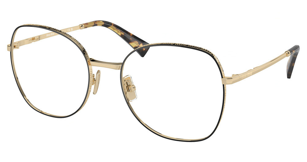 Miu Miu MU 52VV round eyeglasses in Black/Pale Gold