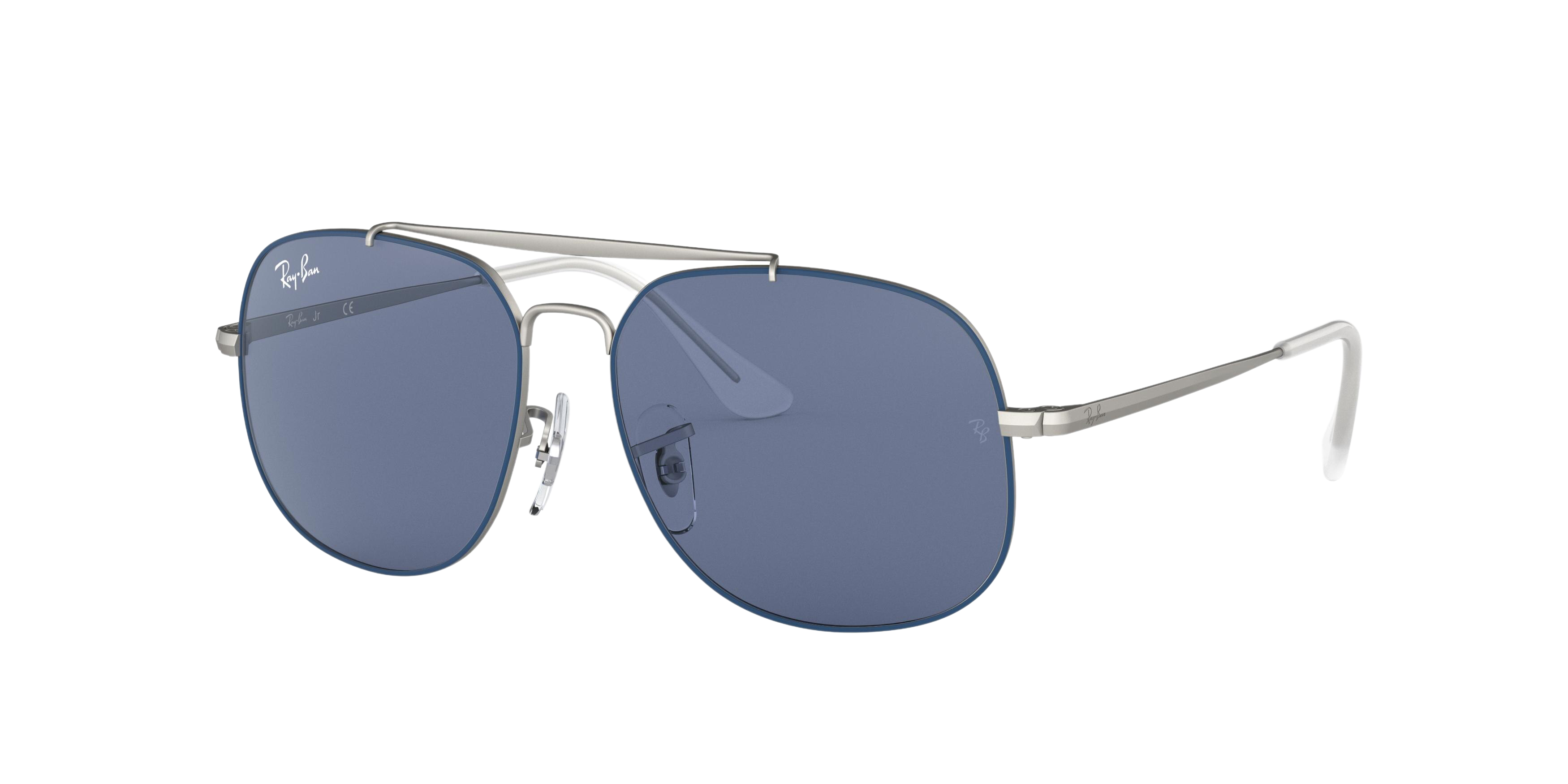 Ray-Ban RJ9561S square sunglasses in Top Rubber Blue on Silver