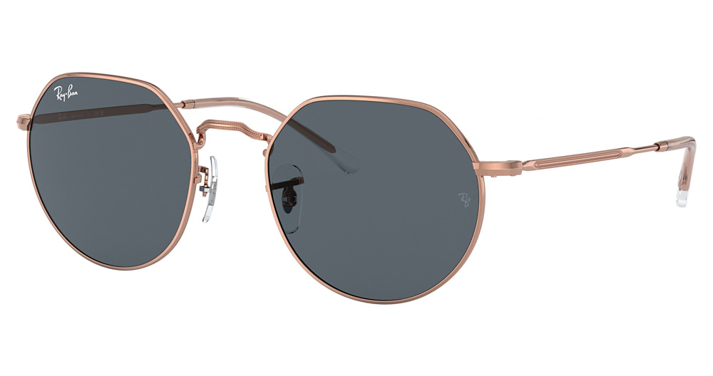 Ray-Ban RB3565 JACK round sunglasses in Rose Gold/Blue
