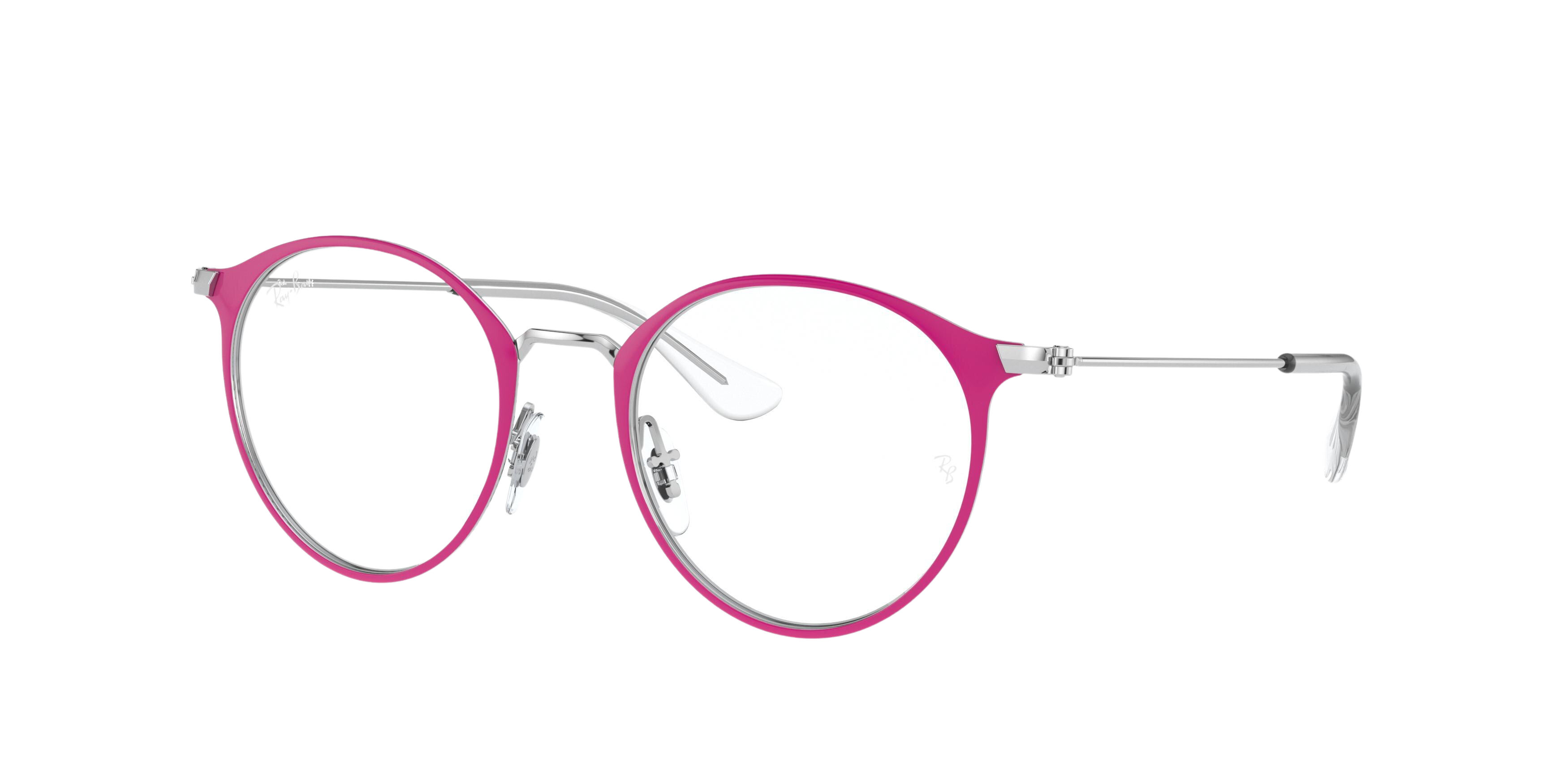 Ray-Ban RY1053 round eyeglasses in Silver on Top Fuxia