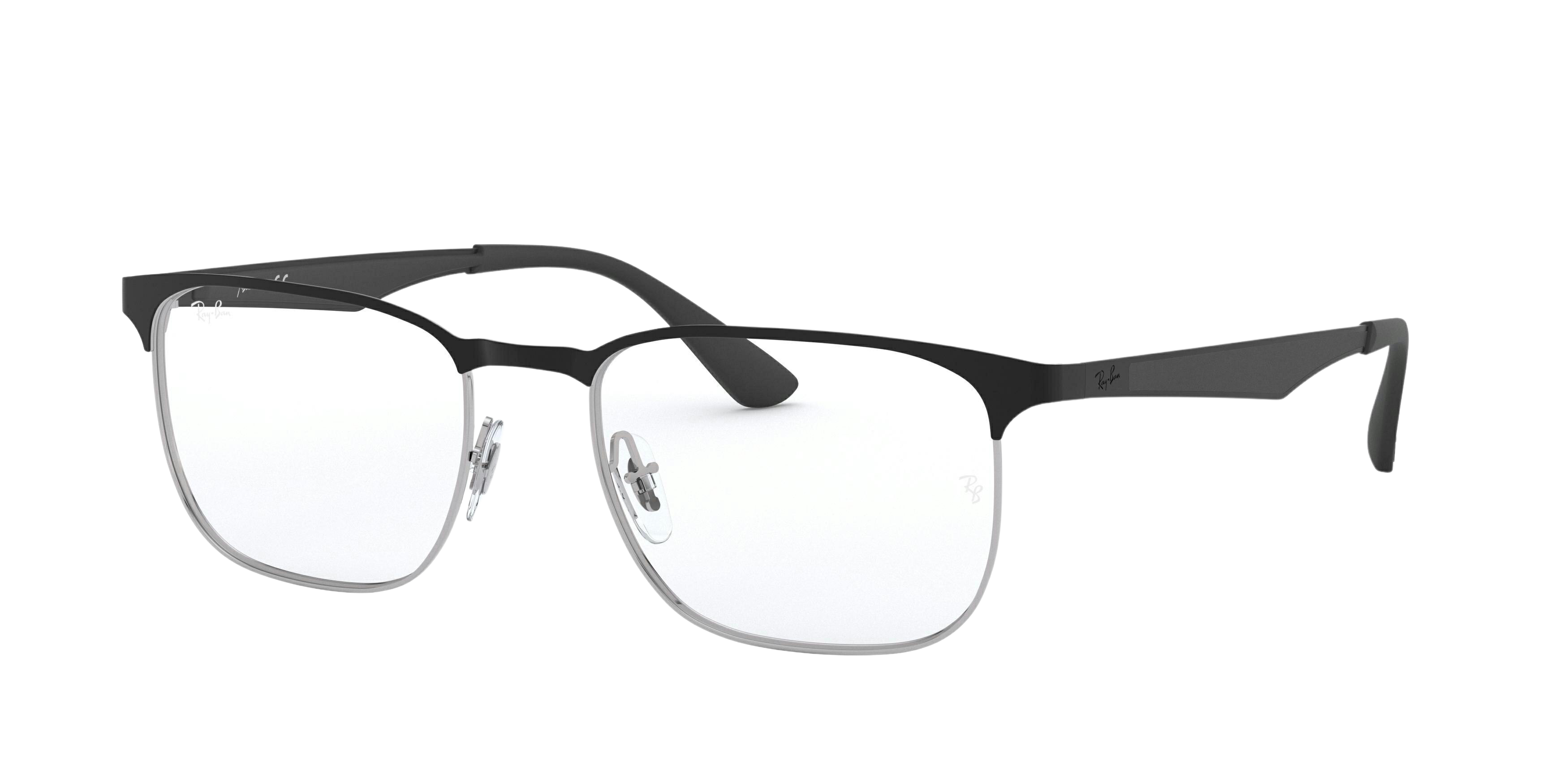 Ray-Ban RX6363 square eyeglasses in Silver Top on Black