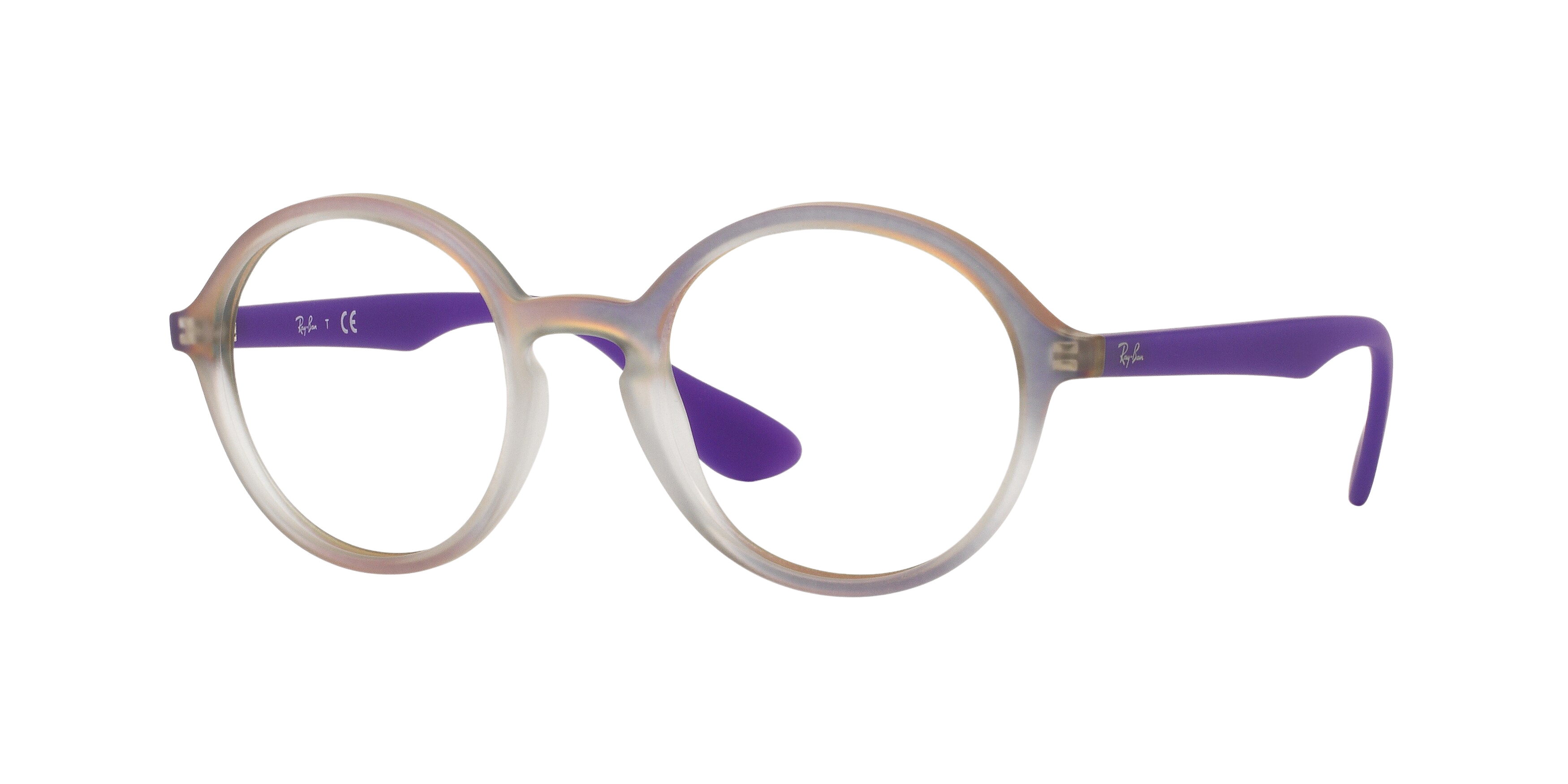 Ray-Ban RX7075 round eyeglasses in Violet Gradient/Rubber