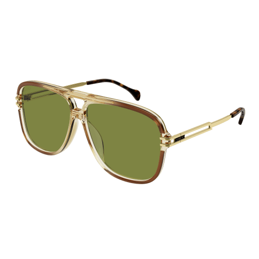 Gucci GG1105S aviator sunglasses in Brown Gold Green/Green