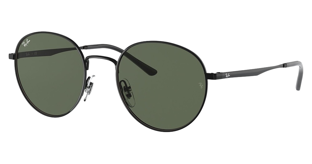 Ray-Ban RB3681 round sunglasses in Black/Dark Green