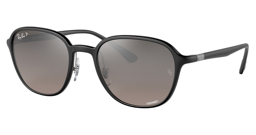 Ray-Ban RB4341CH round sunglasses in Sanding Black