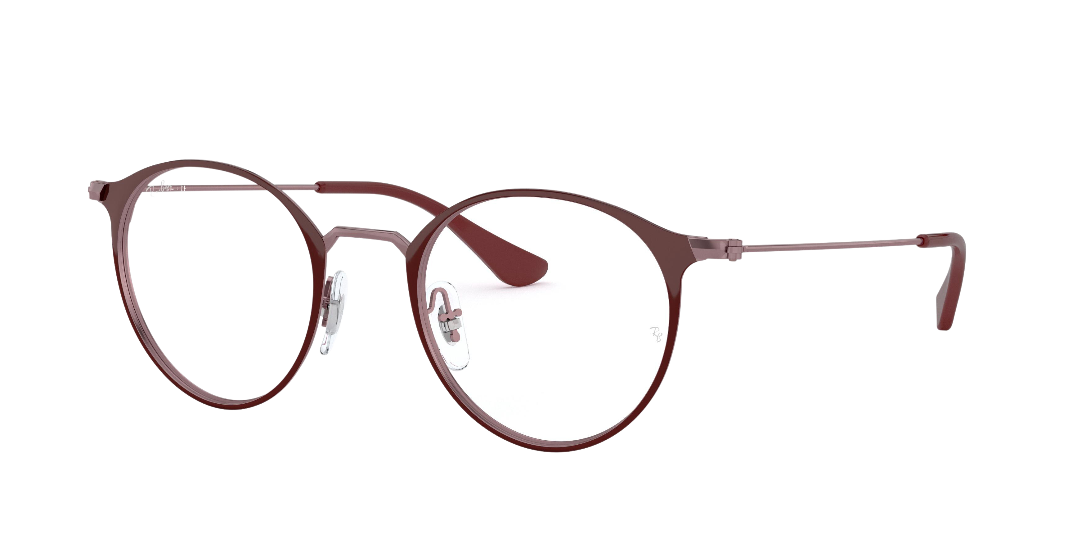 Ray-Ban RX6378F round eyeglasses in Top Bordeaux on Trasp Bord