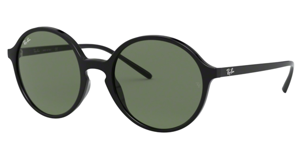 Ray-Ban RB4304 round sunglasses in Black/Dark Green