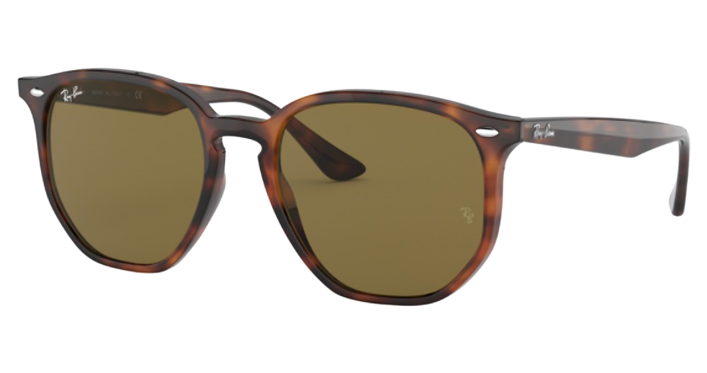 Ray-Ban RB4306F round sunglasses in Light Havana/Dark Brown