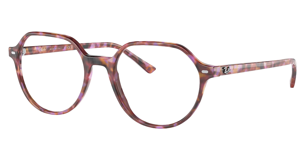 Ray-Ban RX5395F THALIA round eyeglasses in Brown/Violet Havana