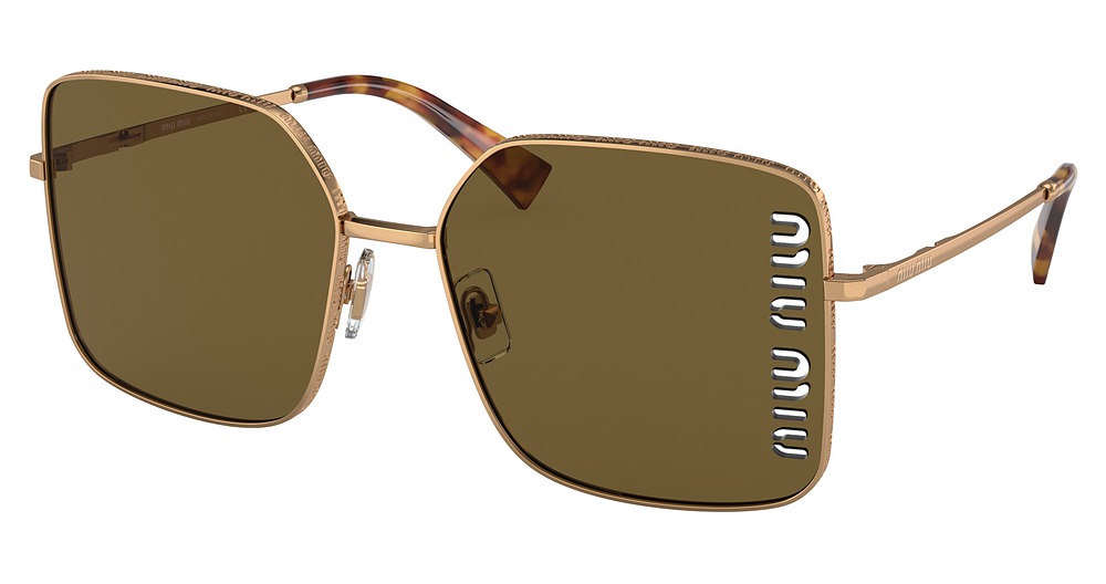 Miu Miu MU 51YS square sunglasses in Antique Gold/Dark Brown