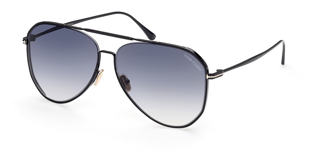 Tom Ford FT0853 aviator sunglasses in Shiny Black/Gradient Smoke