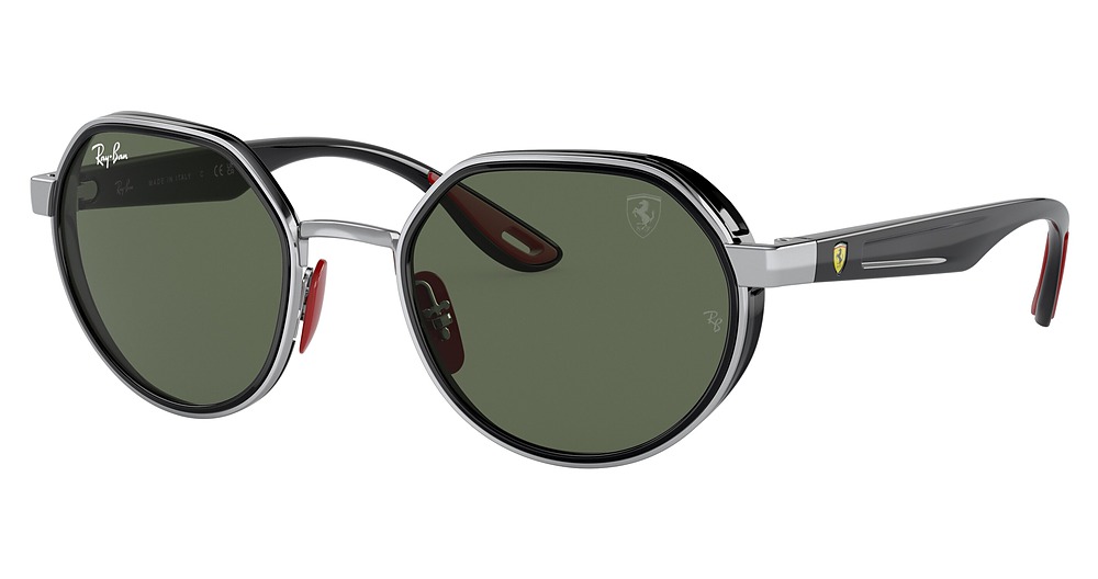 Ray-Ban RB3703M round sunglasses in Silver/Dark Green