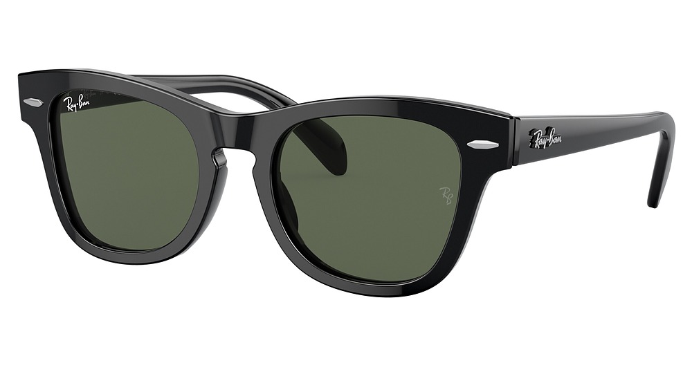 Ray-Ban RJ9707S round sunglasses in Black/Dark Green