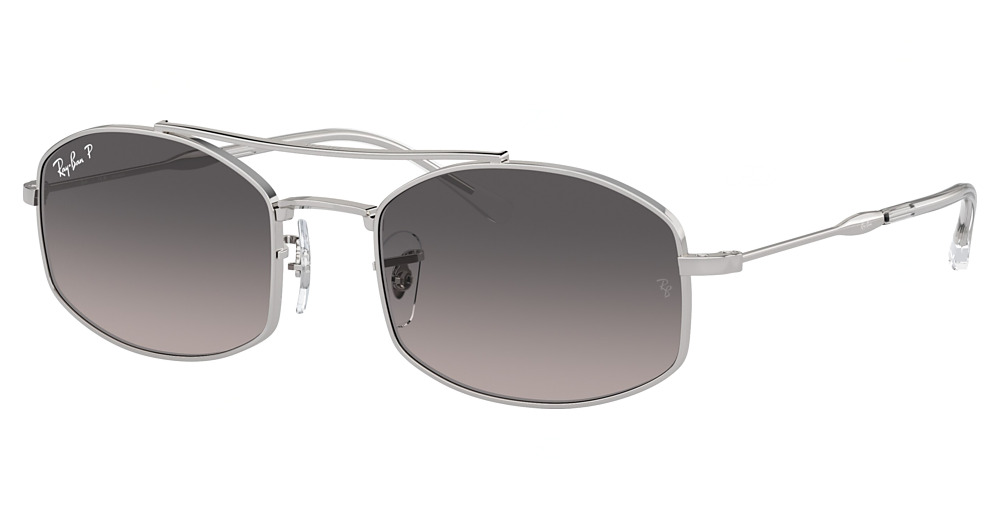 Ray-Ban RB3719 round sunglasses in Silver/Grey Gradient Polarized