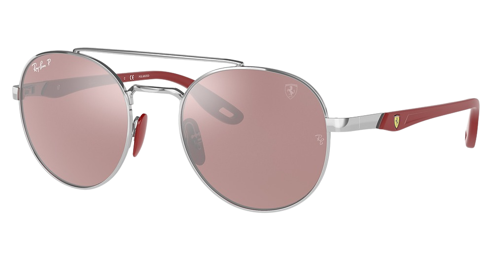 Ray-Ban RB3696M aviator sunglasses in Silver/Polarized Purple Mirror Silver