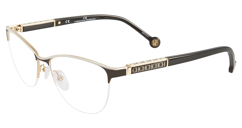 Carolina Herrera VHE079K cateye eyeglasses in Black Ivory 0 Snq