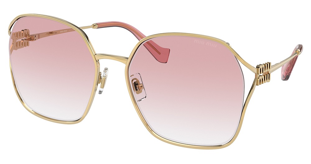 Miu Miu MU 52WS round sunglasses in Gold/Light Brown Grad Dark Violet