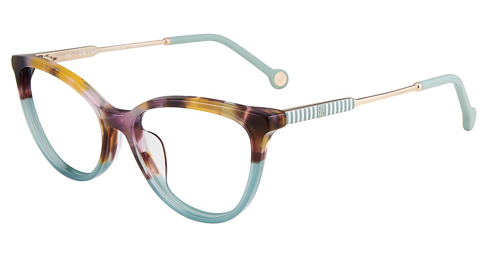Carolina Herrera VHE817 cateye eyeglasses in Tort Teal O Gen