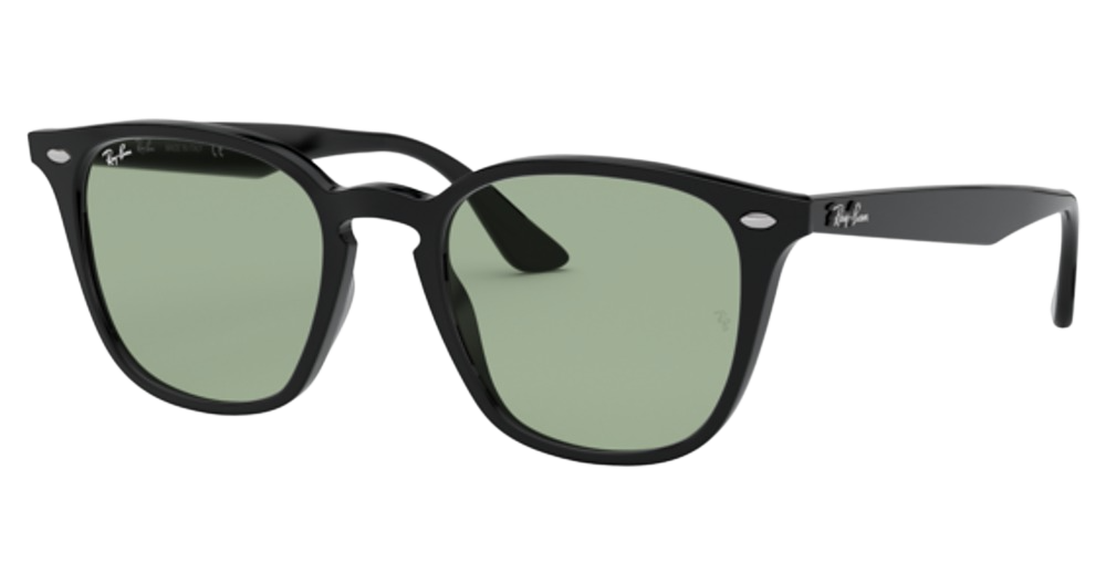 Ray-Ban RB4258F round sunglasses in Black/Light Green