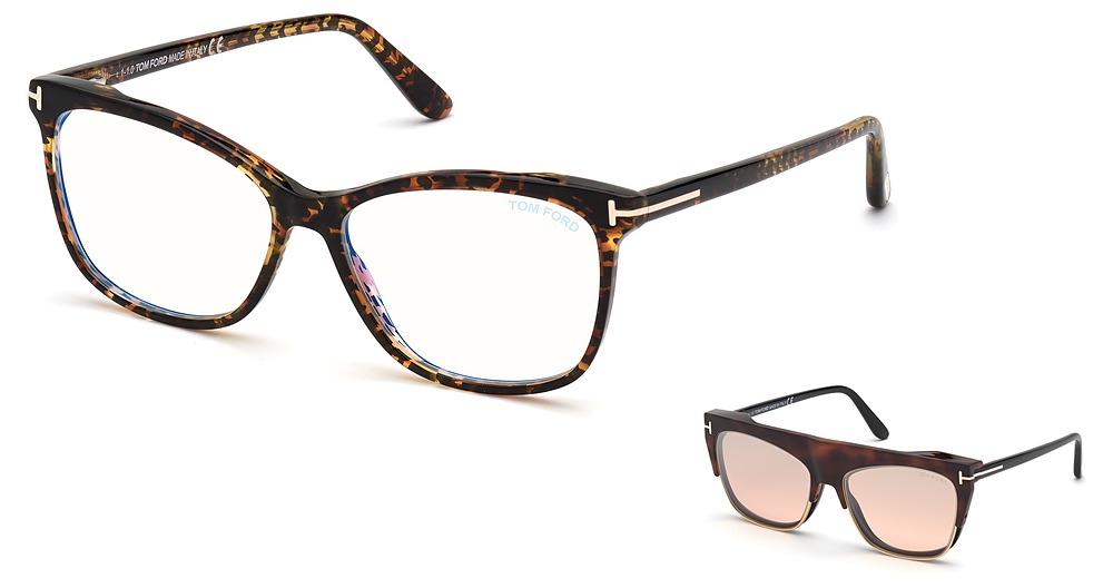 Tom Ford FT5690-B square eyeglasses in Havana/Other