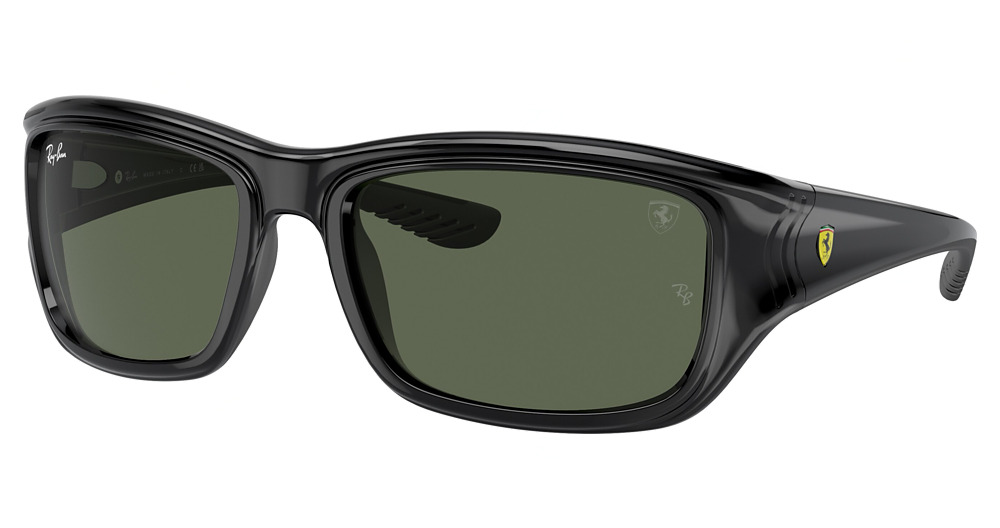 Ray-Ban RB4405M rectangle sunglasses in Black on Rubber Black/Dark Green
