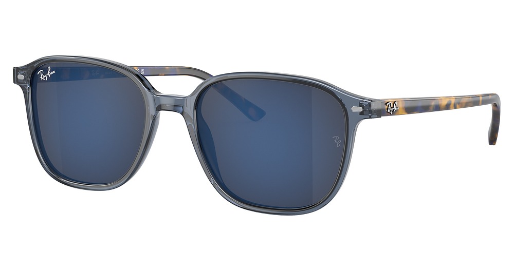 Ray-Ban RB2193F LEONARD round sunglasses in Transparent Dark Blue/Grey Mirror Blue
