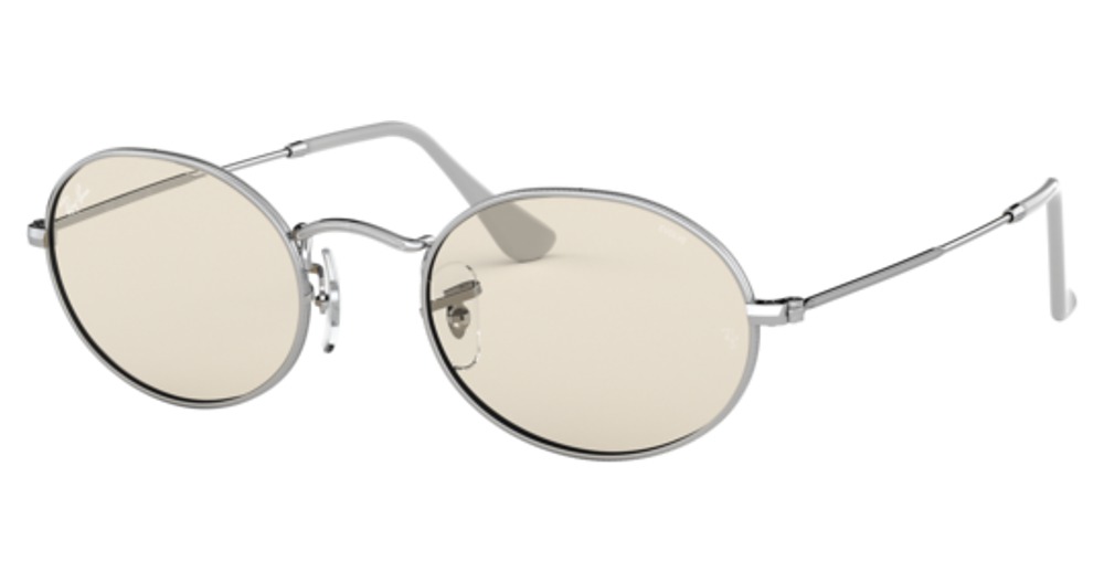 Ray-Ban RB3547 OVAL round sunglasses in Silver/Evolve Photo Brown To Grey