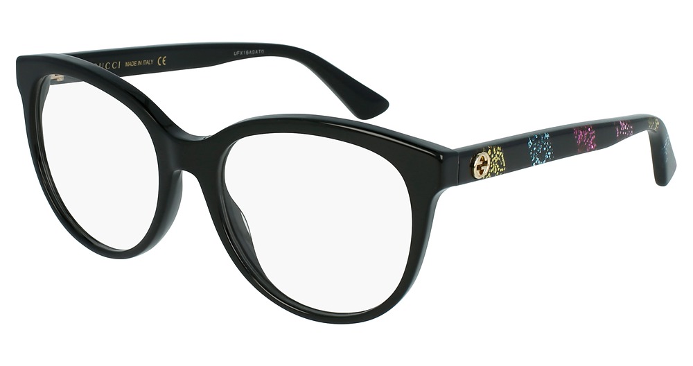 Gucci GG0329O round eyeglasses in Black Multicolor Transparent