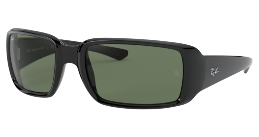 Ray-Ban RB4338 rectangle sunglasses in Black/Dark Green