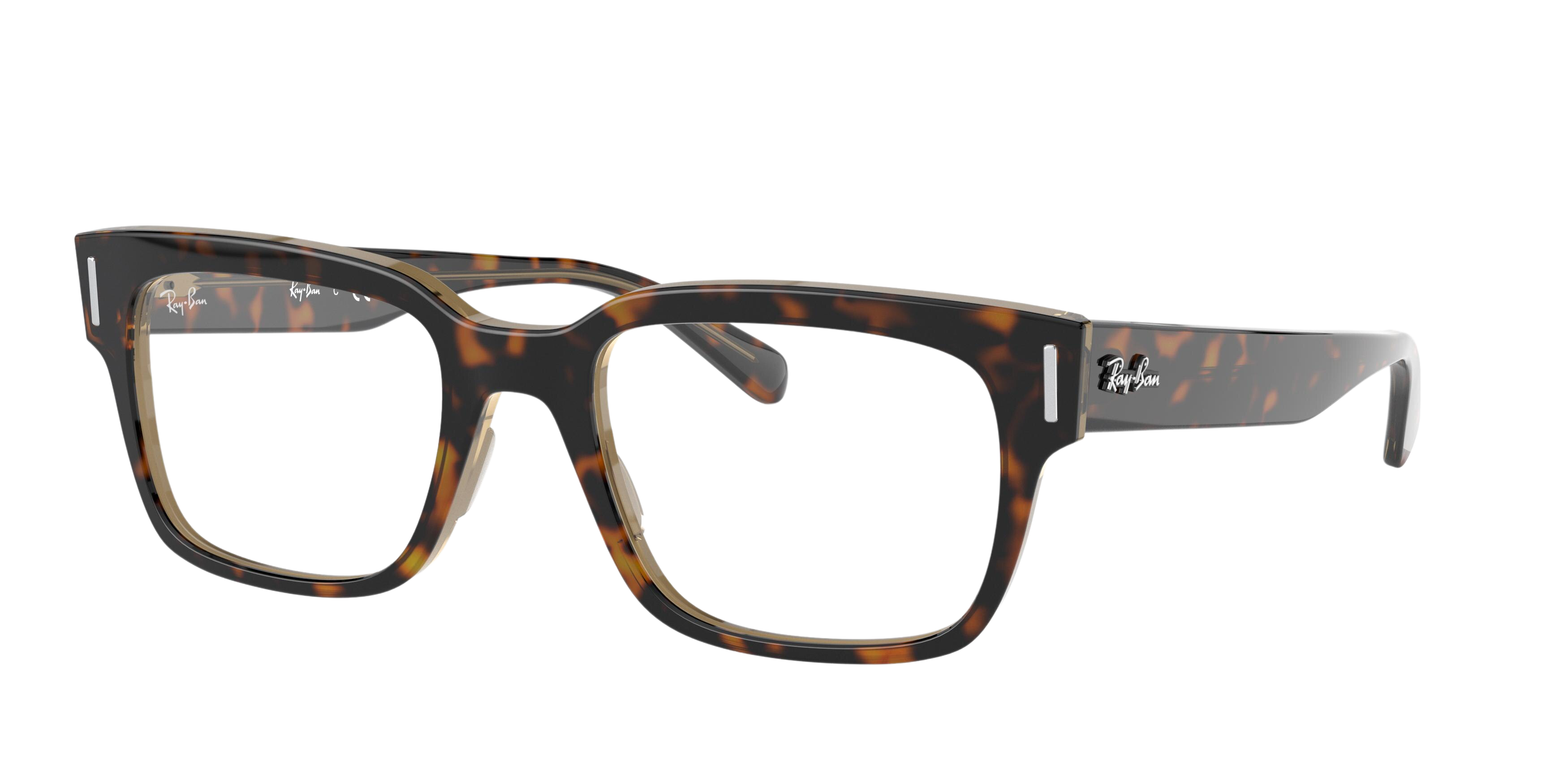 Ray-Ban RX5388 square eyeglasses in Havana on Top Trasp Brown