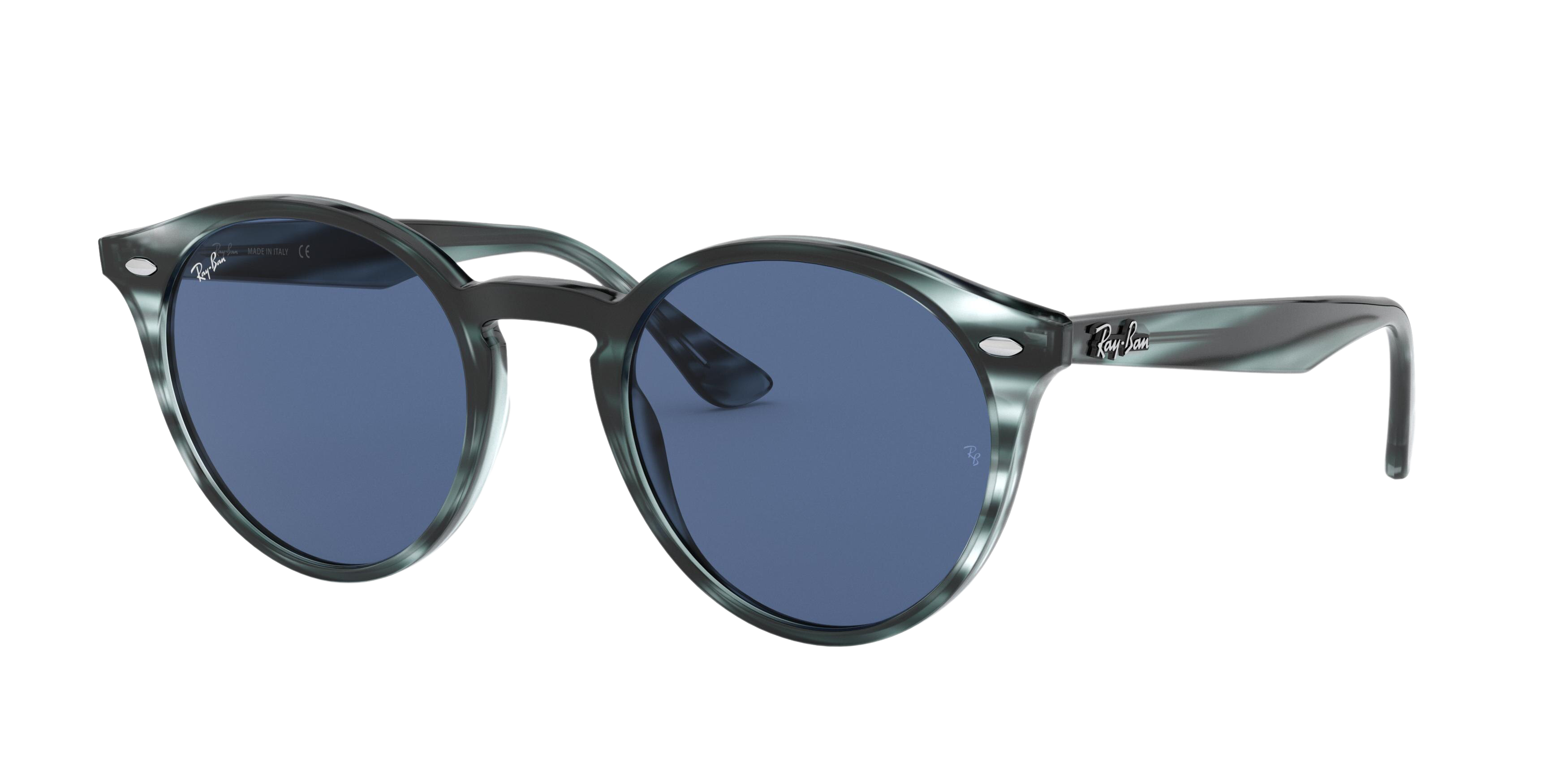 Ray-Ban RB2180 round sunglasses in Stripped Blue Havana