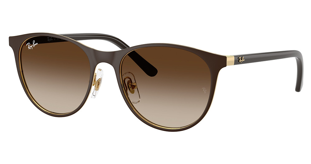 Ray-Ban RJ9552S round sunglasses in Matte Brown on Arista/Gradient Brown