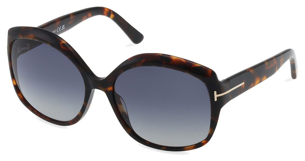 Tom Ford FT0919 round sunglasses in Coloured Havana/Smoke Polarized