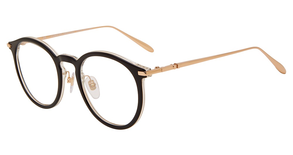 Carolina Herrera VHN052 round eyeglasses in Black Gold 300