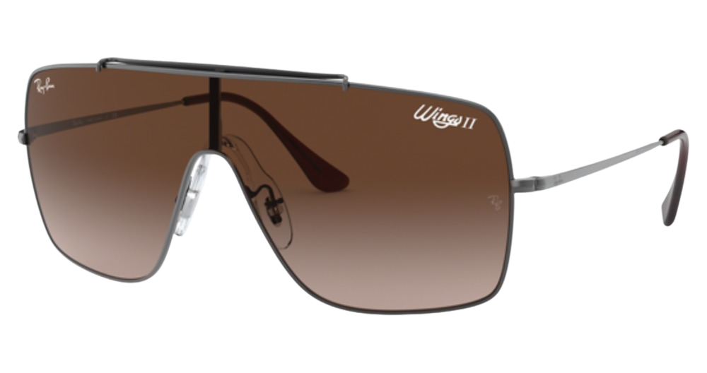Ray-Ban RB3697 WINGS II aviator sunglasses in Gunmetal/Brown Gradient Dark Brown