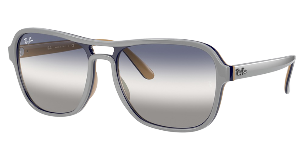 Ray-Ban RB4356 aviator sunglasses in Light Grey Blue Light Bro/Clear Gradient Blue