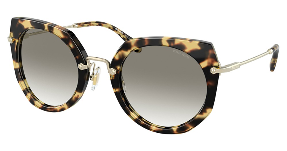 Miu Miu MU 02XS round sunglasses in Light Havana/Gradient Grey