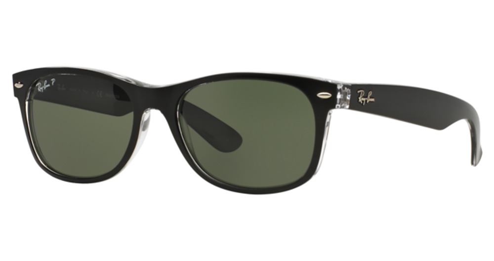 Ray-Ban RB2132 NEW WAYFARER sunglasses in Black on Transparent/Polarized Green