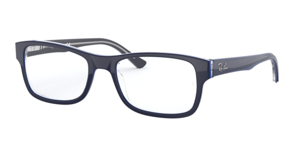 Ray-Ban RX5268 rectangle eyeglasses in Blue on Transparent Grey