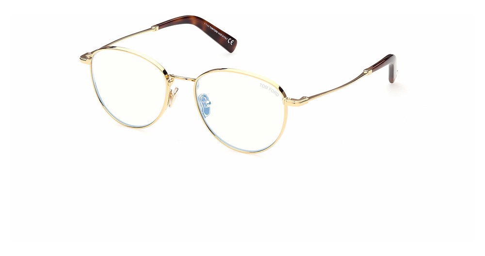 Tom Ford FT5749-B round eyeglasses in Shiny Deep Gold